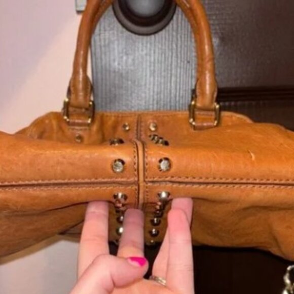 EUC Michael Kors Studded Brown Leather Hobo Bag - Picture 3 of 11